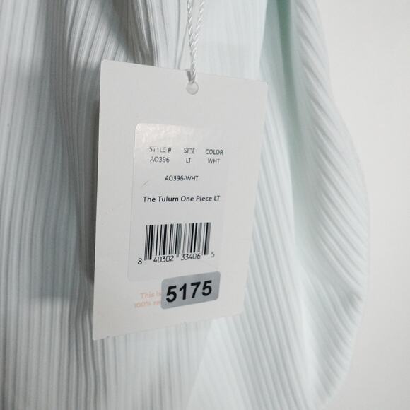 Flaws Andie Swim Women's Tulum White Ribbed Swimsuit Large Tall Long Torso 5175 - Picture 7 of 11